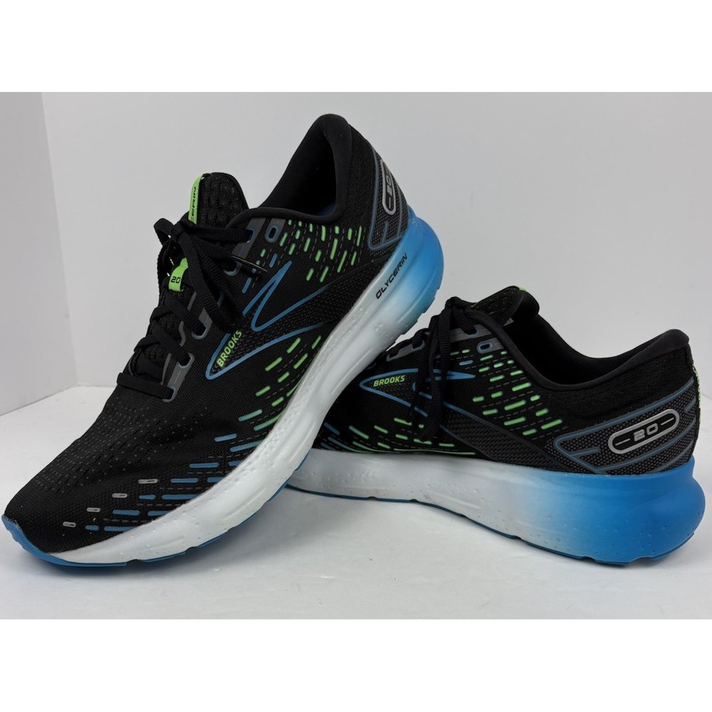 BROOKS Glycerin 20 Black/Hawaiian Ocean/Green Running Shoes Men's Size 13 D.
